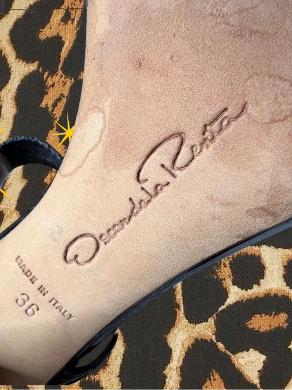 OSCAR DE LA RENTA | Black Patent Leather Heels Ankle Strap Sandals | Size 36